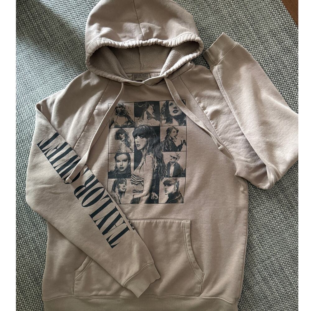 Taylor Swift OFFICIAL 2023 The Eras Tour Taupe Beige Hoodie Sweater S Swiftie - Picture 3 of 7
